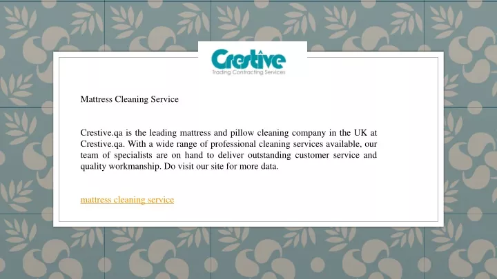 mattress cleaning service crestive