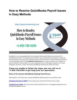 How to Resolve QuickBooks Payroll Issues in Easy Methods