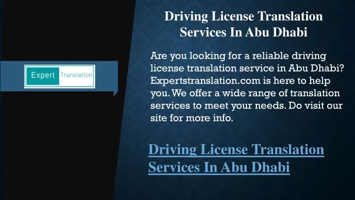 driving license translation services in abu dhabi