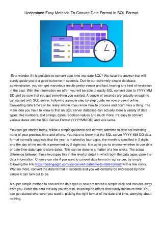 understand easy methods to convert date format