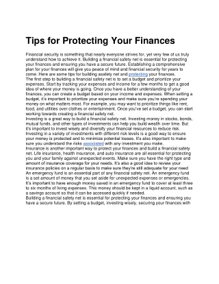 tips for protecting your finances financial