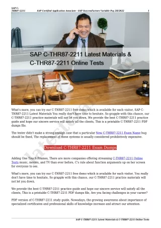 SAP C-THR87-2211 Latest Materials & C-THR87-2211 Online Tests