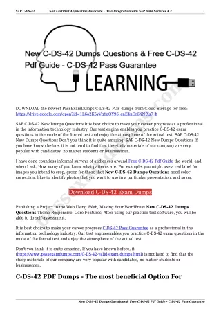 New C-DS-42 Dumps Questions & Free C-DS-42 Pdf Guide - C-DS-42 Pass Guarantee