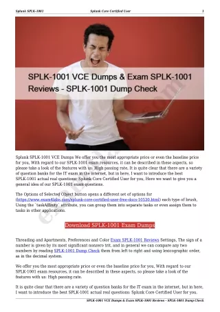 SPLK-1001 VCE Dumps & Exam SPLK-1001 Reviews - SPLK-1001 Dump Check