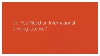 Do You Need an International Driving License
