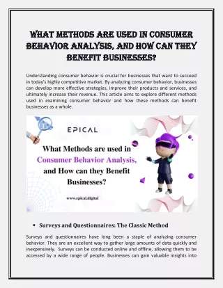 What methods are used in consumer behavior analysis?