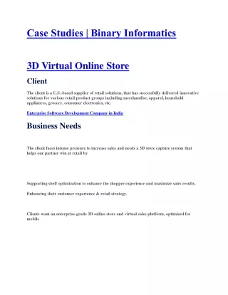 Binary Informatics Case Studies