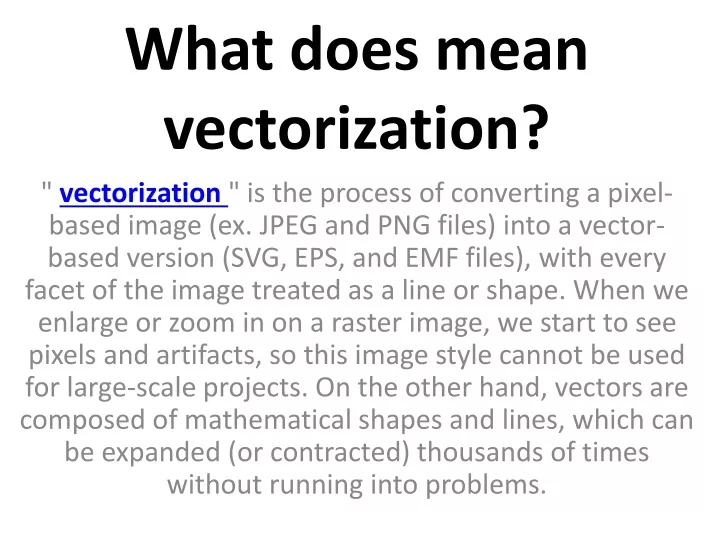 what does mean vectorization