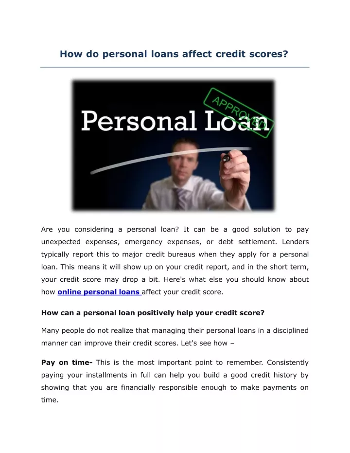 how do personal loans affect credit scores