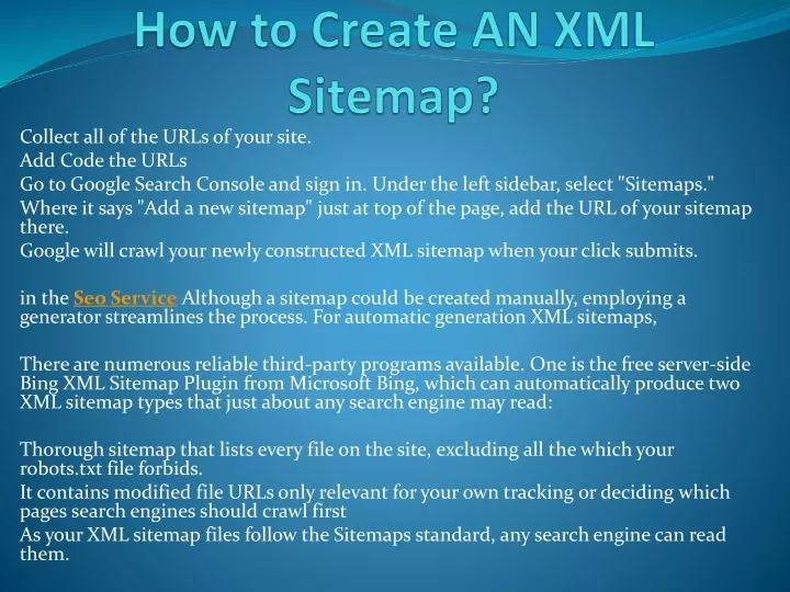 how to create an xml sitemap