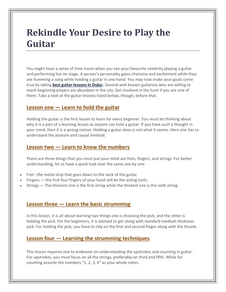 rekindle your desire to play the guitar