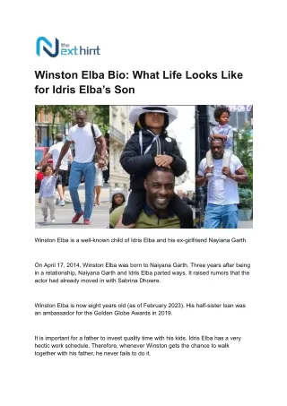 Winston Elba Bio: What Life Looks Like for Idris Elba’s Son