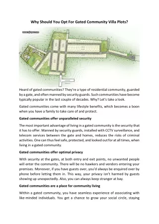 why should you opt for gated community villa plots