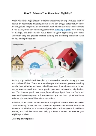 how to enhance your home loan eligibility