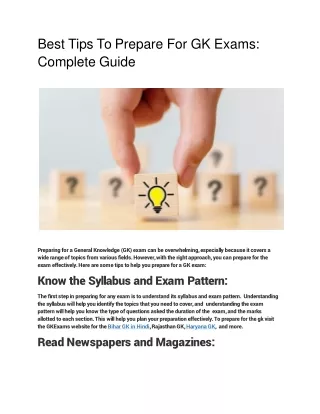Best Tips To Prepare For GK Exams_ Complete Guide