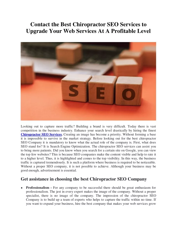 contact the best chiropractor seo services