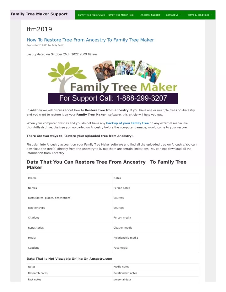 family tree maker support