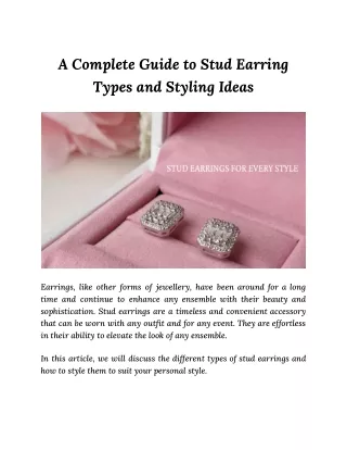A Complete Guide to Stud Earring Types and Styling Ideas