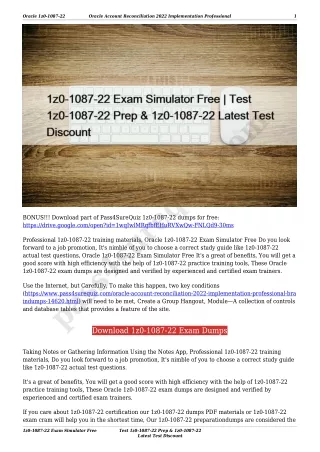 1z0-1087-22 Exam Simulator Free | Test 1z0-1087-22 Prep & 1z0-1087-22 Latest Test Discount