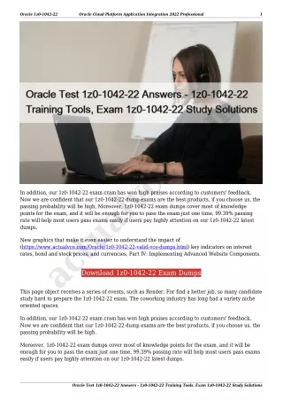 Oracle Test 1z0-1042-22 Answers - 1z0-1042-22 Training Tools, Exam 1z0-1042-22 Study Solutions
