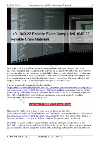 1z0-1049-22 Reliable Exam Camp | 1z0-1049-22 Reliable Cram Materials