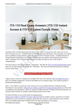 ITS-110 Real Exam Answers | ITS-110 Instant Access & ITS-110 Latest Dumps Sheet