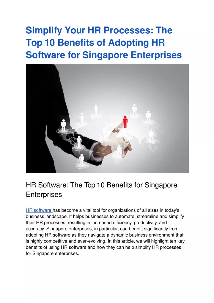 simplify your hr processes the top 10 benefits of adopting hr software for singapore enterprises