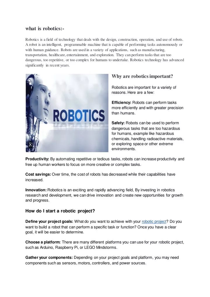 what is robotics robotics is a field