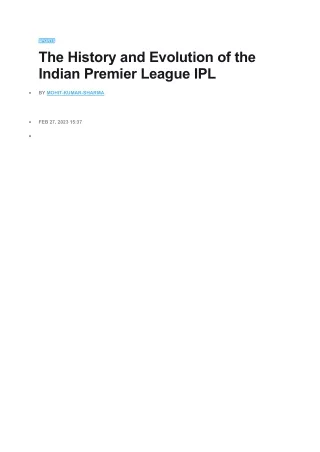 sports the history and evolution of the indian