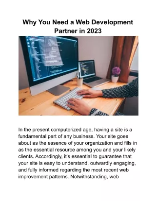 why you need a web development partner in 2023