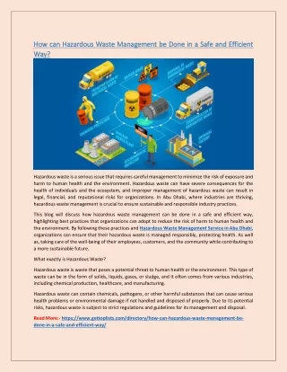 how can hazardous waste management be done