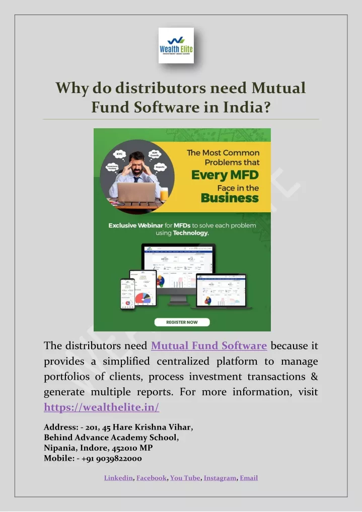 why do distributors need mutual fund software