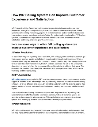 how ivr calling system can improve customer