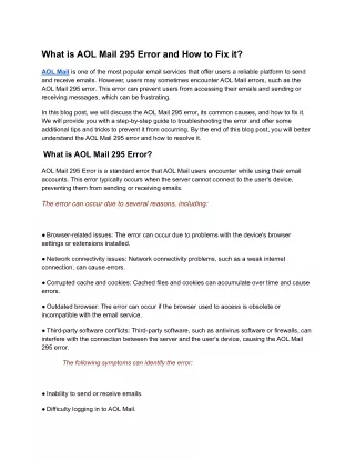 Resolving AOL Mail 295 Error: A Step-by-Step Guide