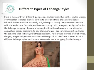 7 Different Types of Lehenga Styles
