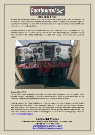 How to be a Pilot