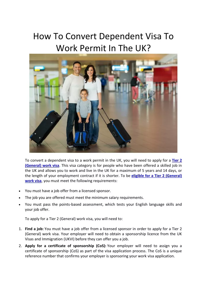 PPT - How To Convert Dependent Visa To Work Permit In The UK ...