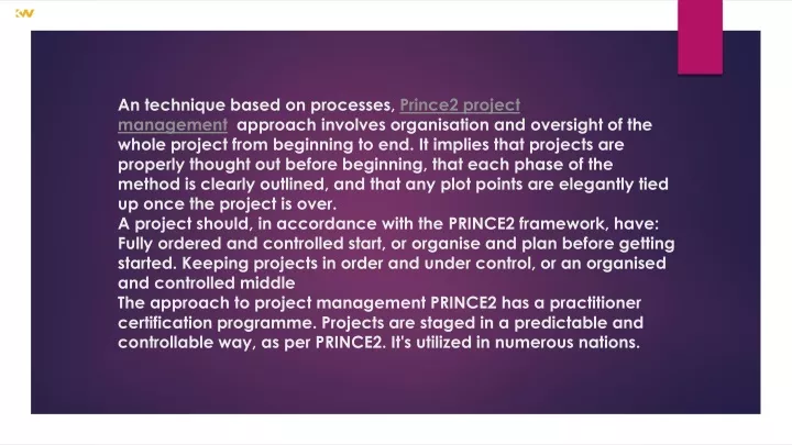 an technique based on processes prince2 project