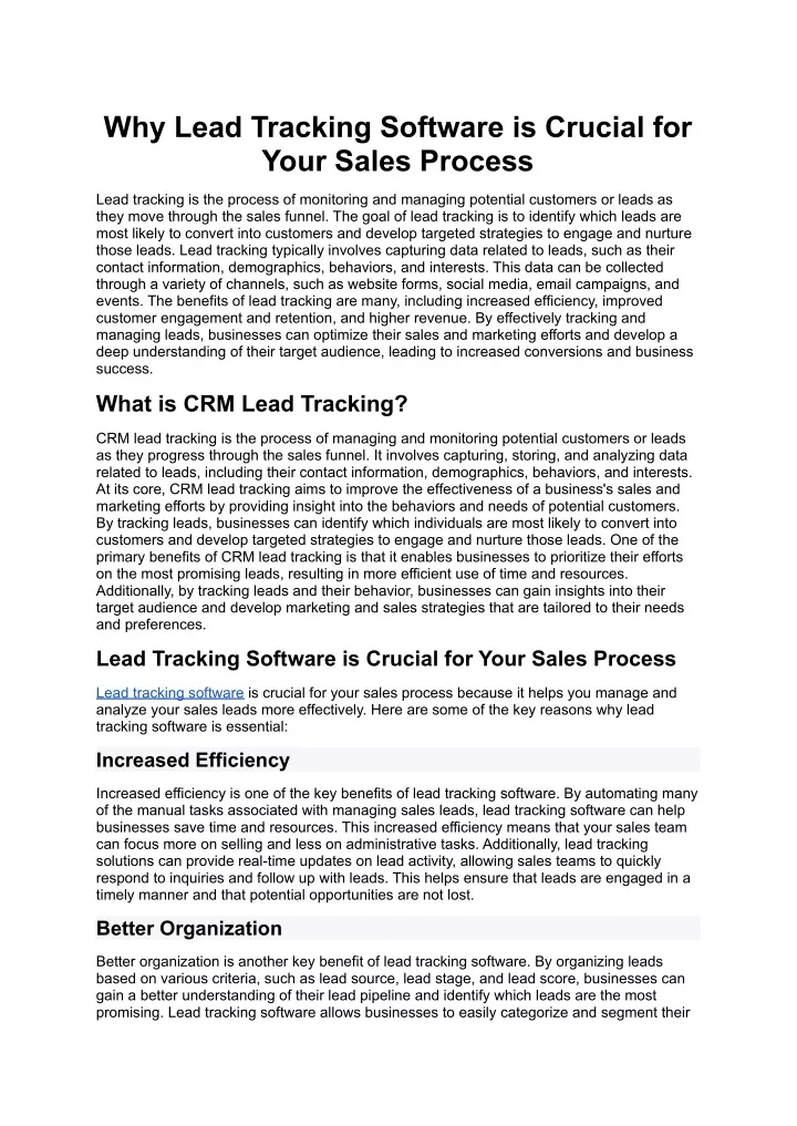 why lead tracking software is crucial for your
