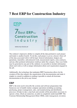 7 Best ERP for Construction Industry