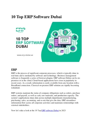 10 Top ERP Software Dubai