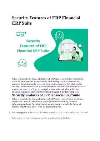 Security Features of ERP Financial ERP Suite