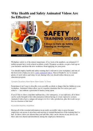 why health and safety animated videos