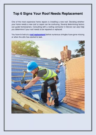 Top 6 Signs Your Roof Needs Replacement