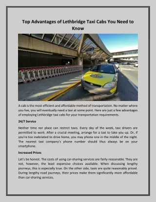 Top Advantages of Lethbridge Taxi Cabs You Need to Know