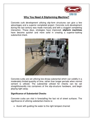 Why You Need A Slipforming Machine?