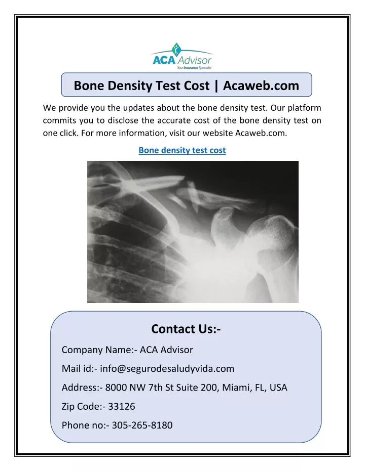 bone density test cost acaweb com