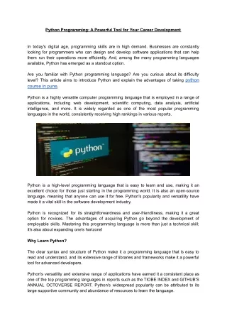 Python 4 - Python Programming: A Powerful Tool for Your Career Development