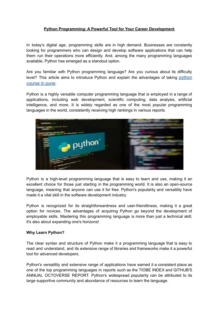 PPT - Python 4 - Python Programming: A Powerful Tool for Your Career Development PowerPoint 