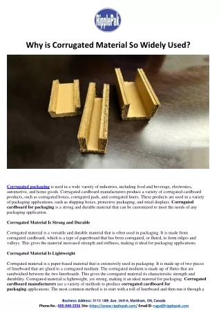 Why is Corrugated Material So Widely Used